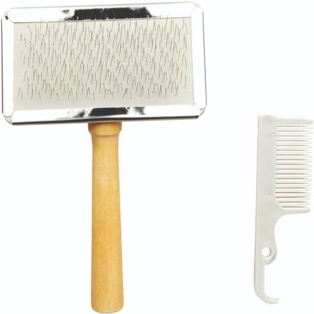 Dog/Cat Slicker Brush with Brush Cleaner